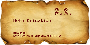 Hohn Krisztián névjegykártya